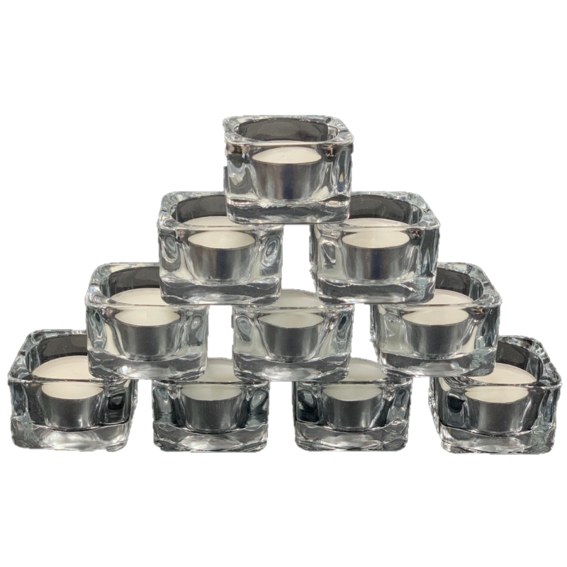 Satvik Tea light Candle Holder, Clear Glass Holder for Home Decor